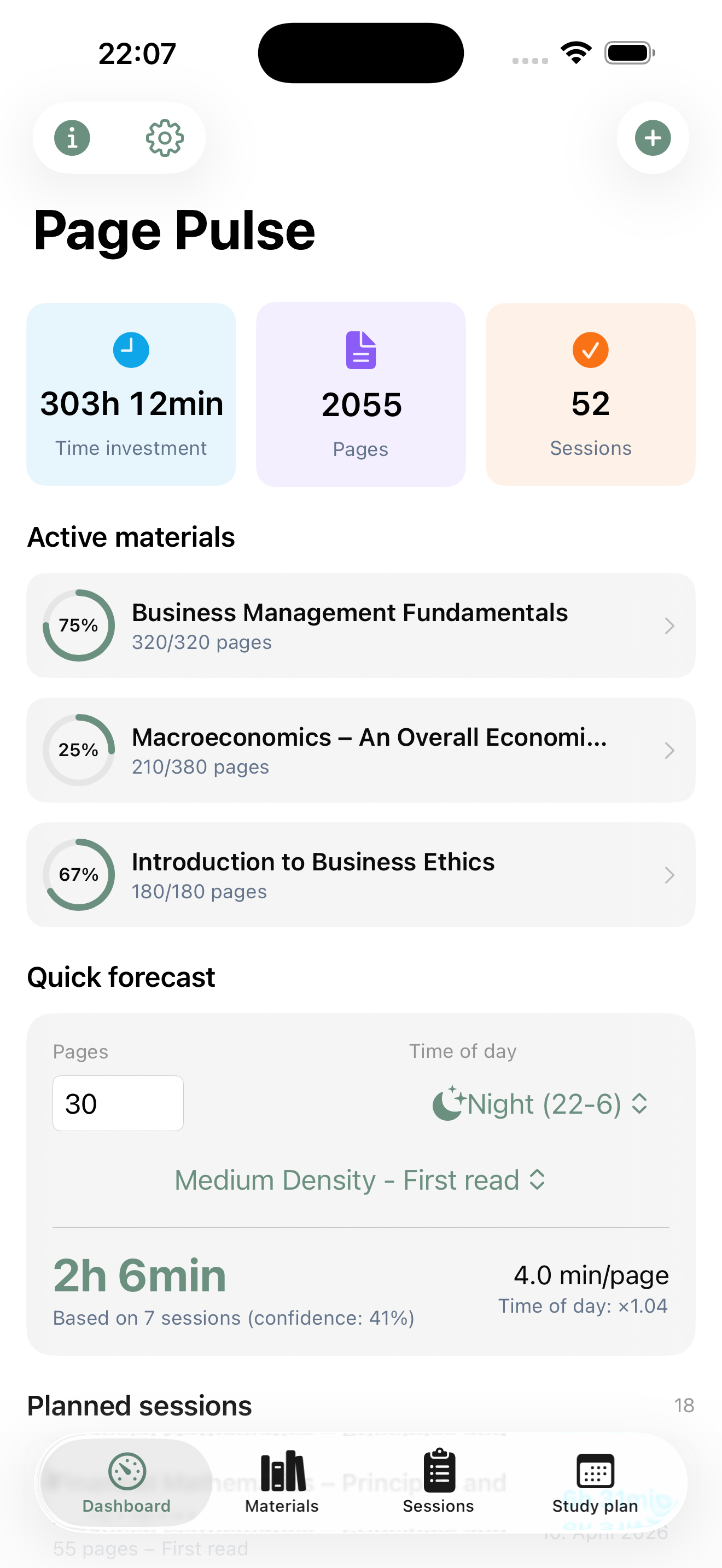 Page Pulse dashboard on iPhone